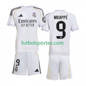 Camiseta Real Madrid Kylian Mbappé 9 Niño Primera Equipación 2025/2026